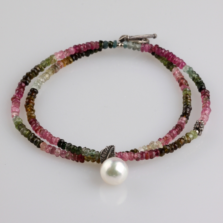 naturalism/自然主义 925复古银天然碧玺12mm-巴洛克南洋珠项链/珠链