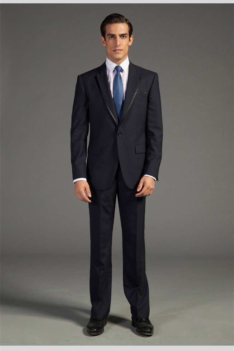 diffmade/蒂夫曼 高级量身定制藏蓝色人字纹高级高支花呢男士西装 ajj