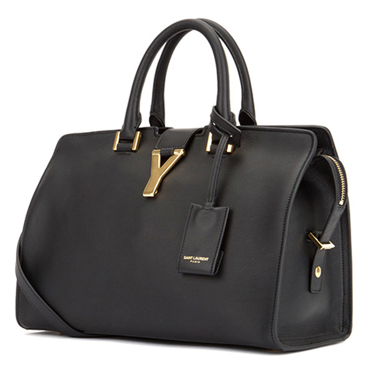 yves saint laurent/圣罗兰 小号y扣黑色牛皮女士手提包