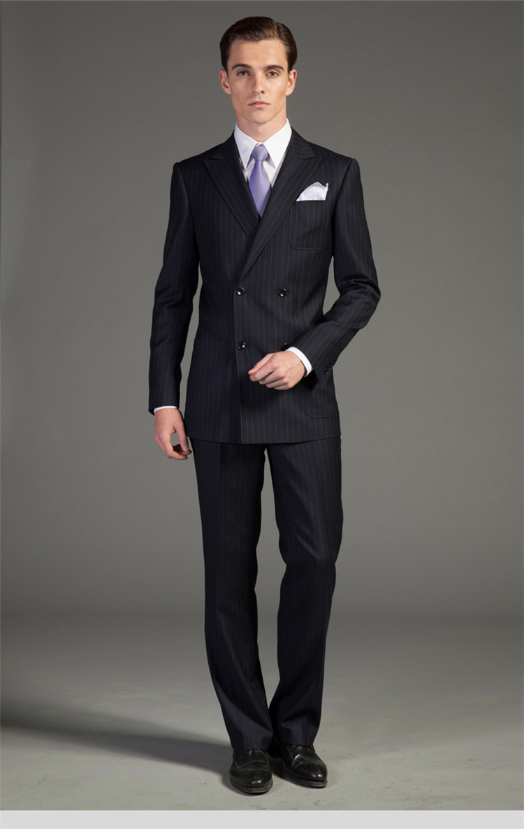 diffmade/蒂夫曼 高级量身定制蓝底宝蓝条纹全毛男士西装 djh24021 量