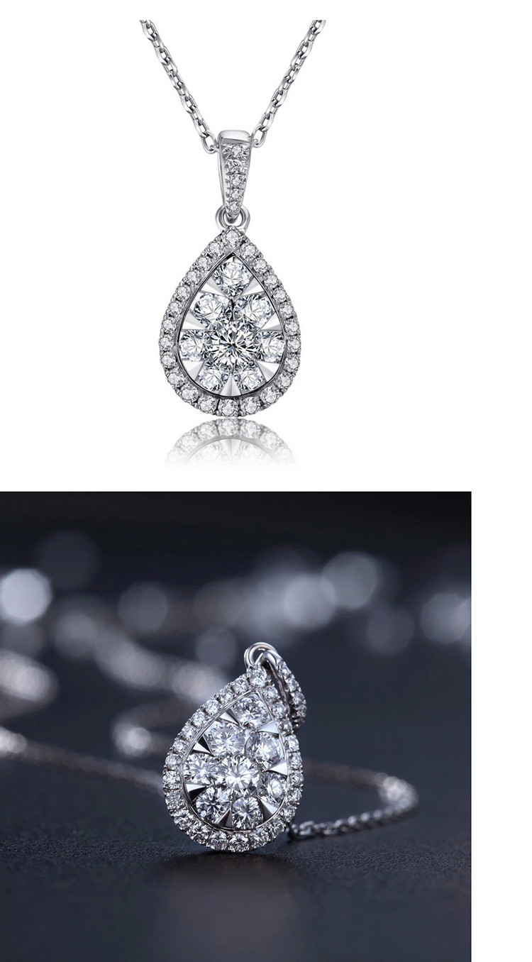 cn/珂兰 uno系列 白色18k金奢华闪耀水滴形吊坠 时尚版 klpw027583