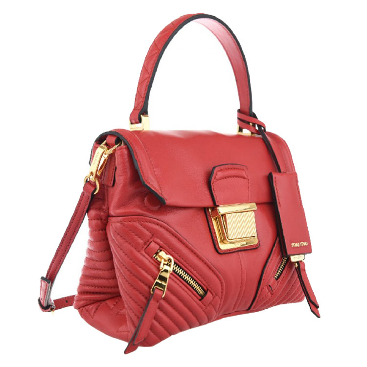miumiu/缪缪红色羊皮女士两用手提包#rt0603-2atu-f0011