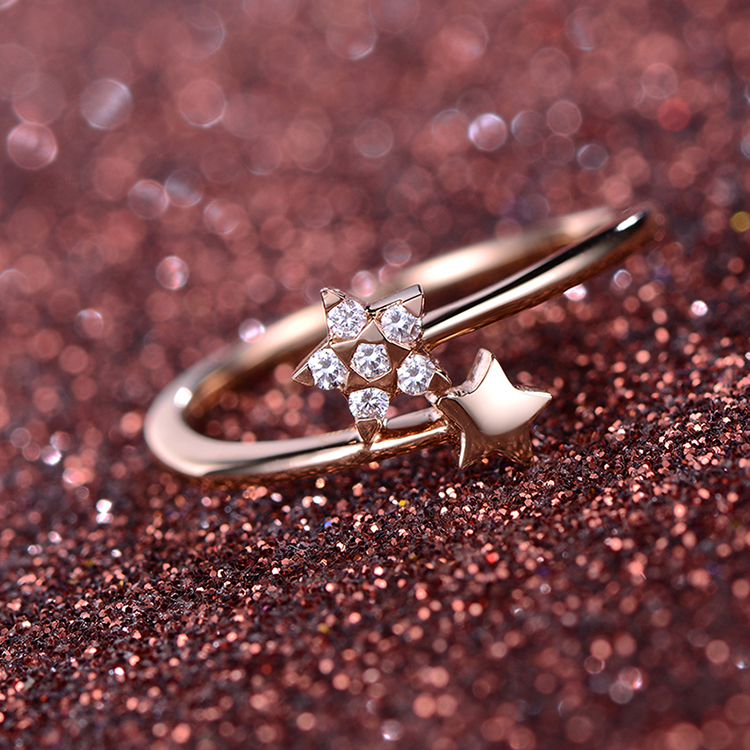 【alice爱丽丝 戒指/指环】alice/爱丽丝 18k金钻石女戒 星语 【正品