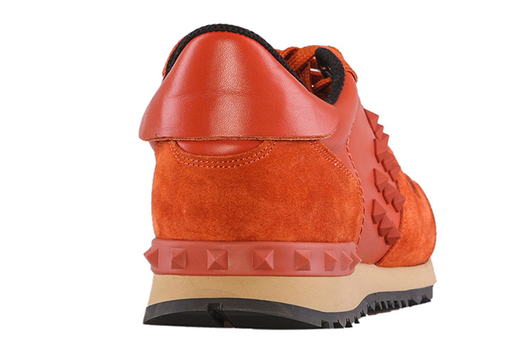 valentino/华伦天奴 时尚男士休闲鞋运动鞋橙色纯皮铆钉系带