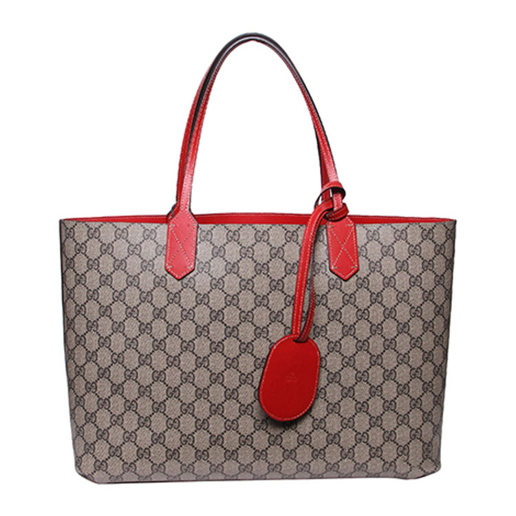 gucci/古驰 女士牛皮双面gg真皮小号购物袋单肩包#372613 a9810 8411