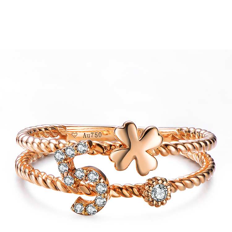 【alice爱丽丝 戒指/指环】alice/爱丽丝 18k玫瑰金钻石女戒 【正品