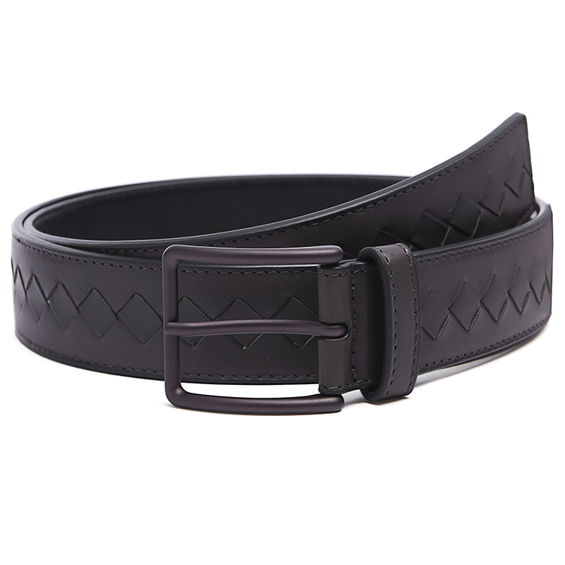 bottega veneta/葆蝶家 男士牛皮针扣式腰带皮带 黑色 95cm