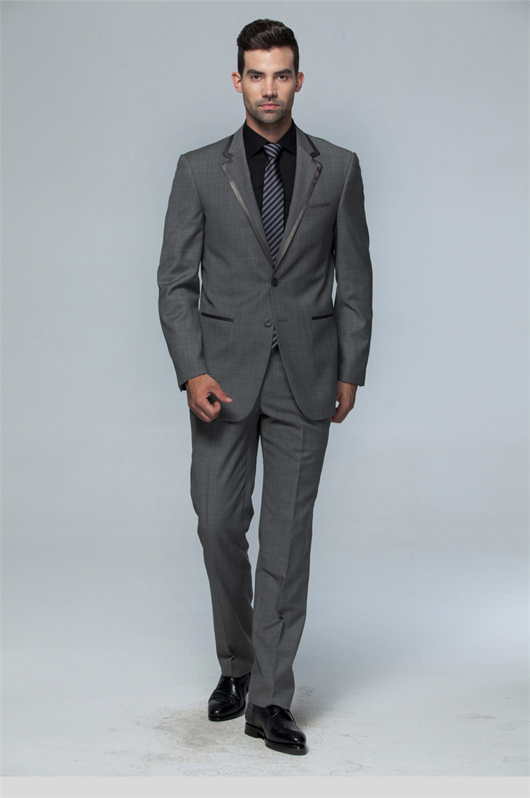 diffmade/蒂夫曼 高级量身定制深灰羊绒毛丝高支哔叽男士西装 ry-007