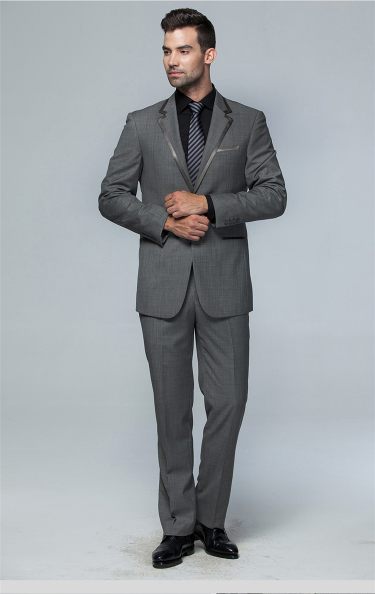 diffmade/蒂夫曼 高级量身定制深灰羊绒毛丝高支哔叽男士西装 ry-007