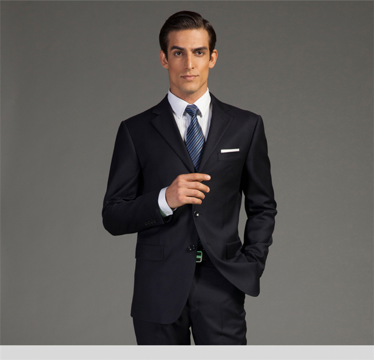 diffmade/蒂夫曼 高级量身定制净面藏蓝毛涤抗静电男士西装 aia94001