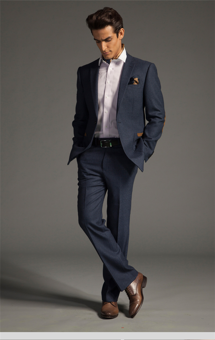 diffmade/蒂夫曼 高级量身定制蓝色毛涤混纺男士西装 ajj31108 蓝色