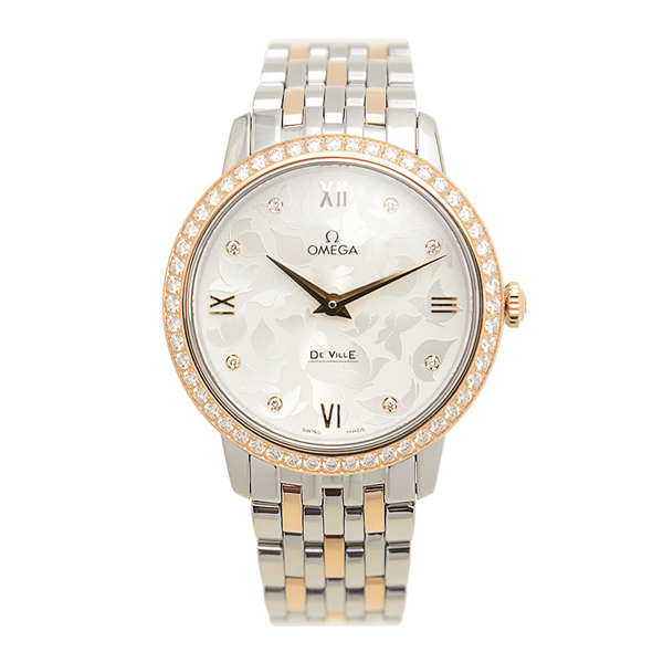 omega/欧米茄碟飞系列18k玫瑰金镶钻石英女表424.25.33.60.52.001