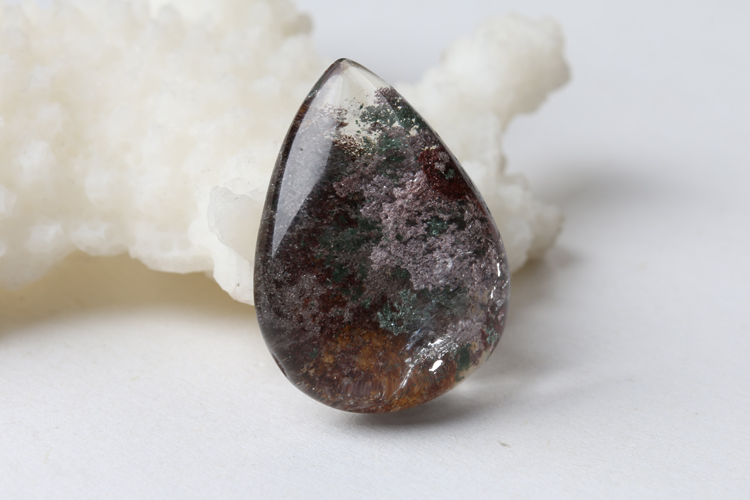 d/水晶王朝 巴西天然红绿幽灵石吊坠 水滴型吊坠男女款 随形裸石挂坠