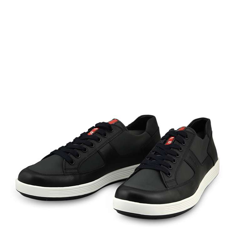 prada/普拉达 黑色尼龙配皮男士休闲鞋 黑色 42.
