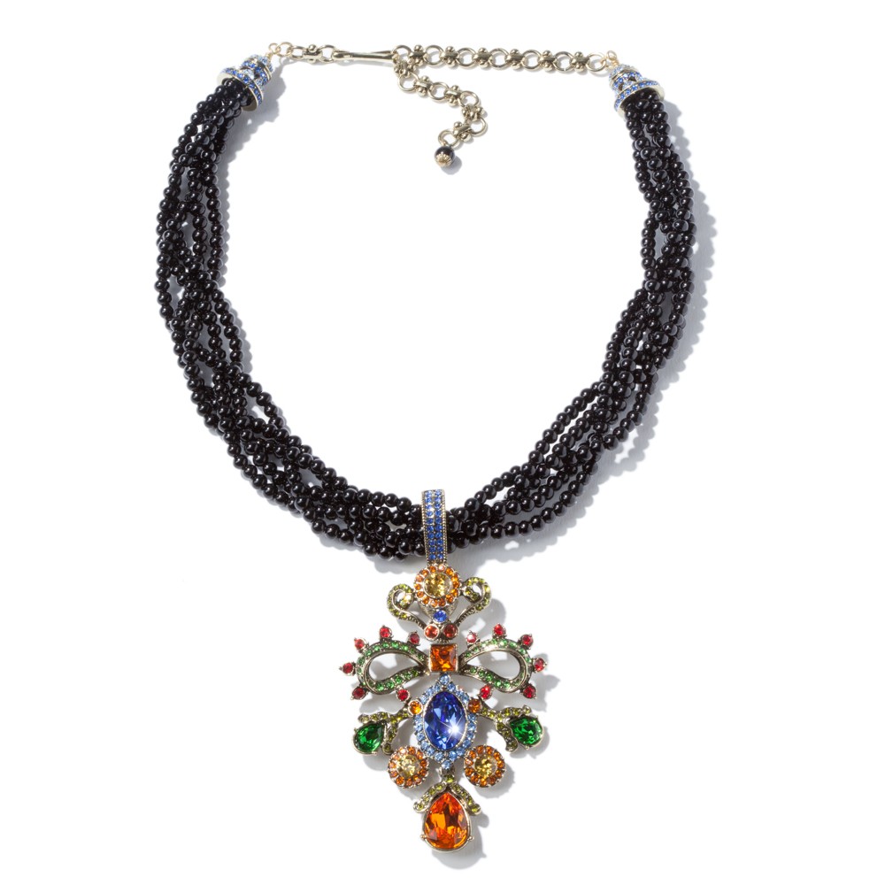 heidi daus/heidi daus 多串黑珠彩色水晶项链 n3997v1c1
