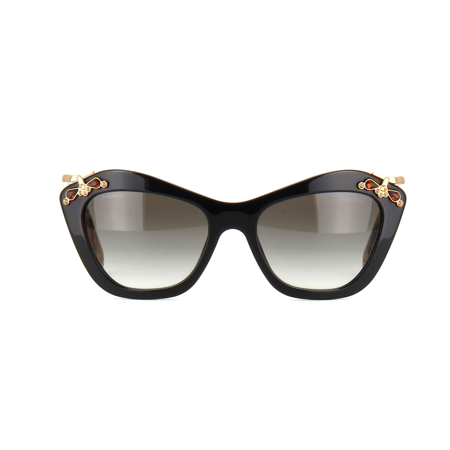 miumiu/缪缪 女士猫眼太阳镜 黑色镜框镶黄宝石