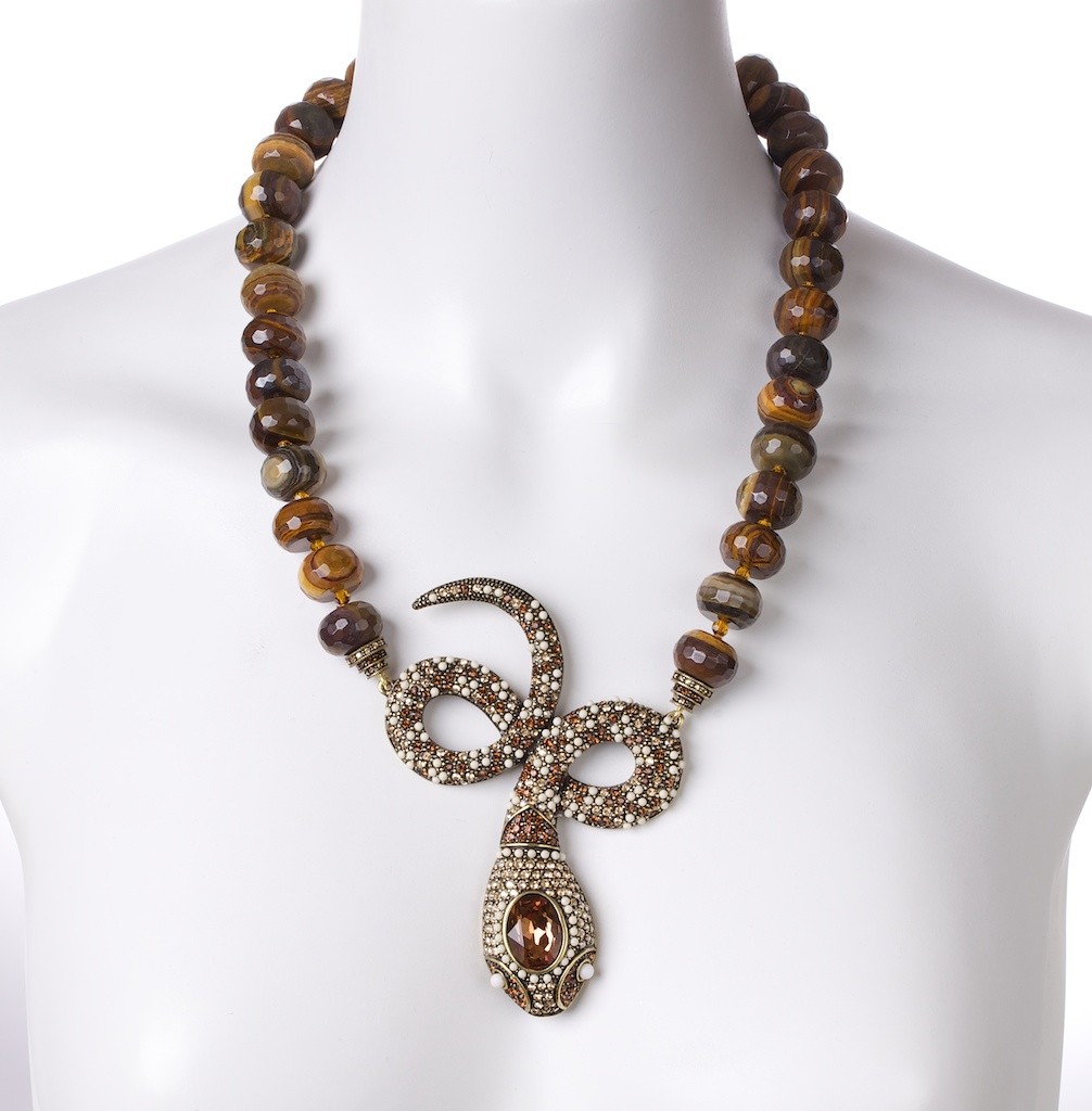 heidi daus/heidi daus 镶水晶蛇头形棕色项链 n3146v1c2