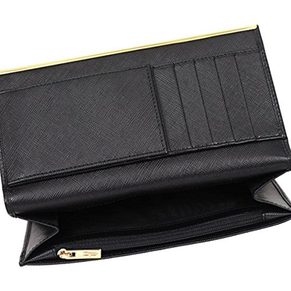 salvatore ferragamo/菲拉格慕女士牛皮长款蝴蝶结装饰钱包 黑色