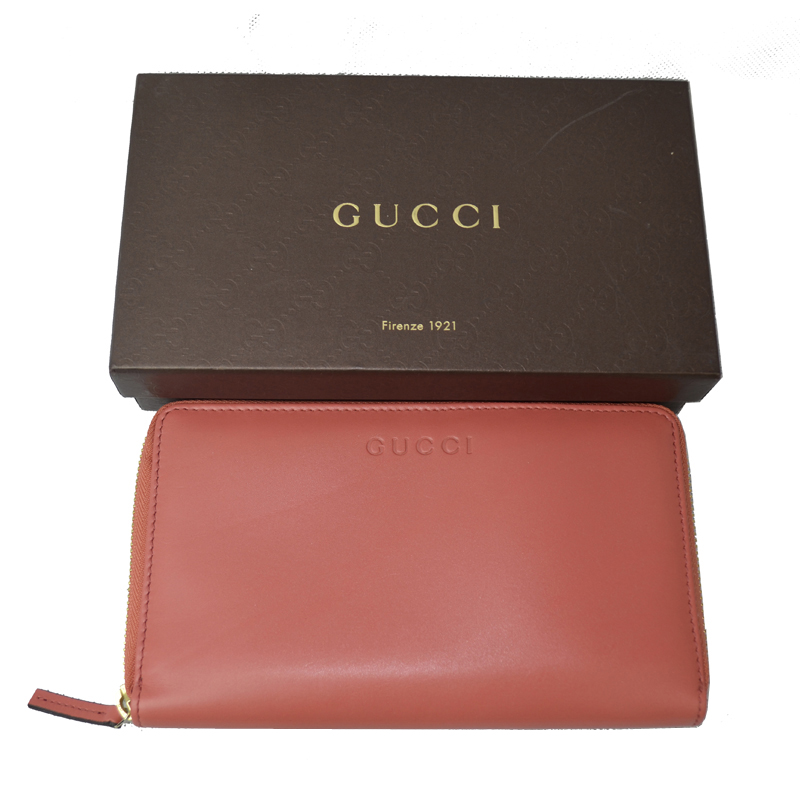 gucci/古驰 女士真皮长款钱包 红色