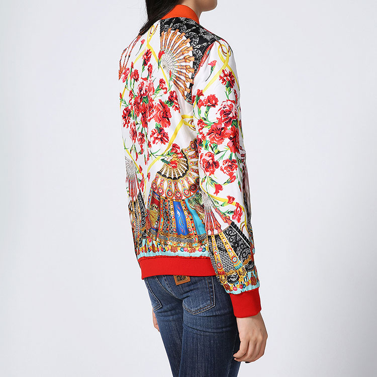 dolce&gabbana/杜嘉班纳女士外套-女白色印花聚酯纤维时尚棉服