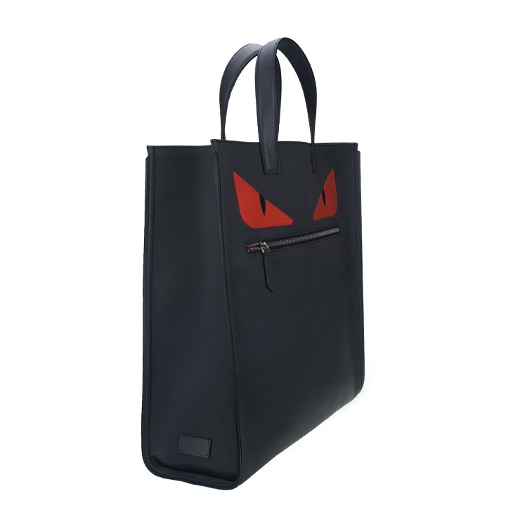 fendi/芬迪 15年新款男士深灰色小怪兽尼龙配皮手提包