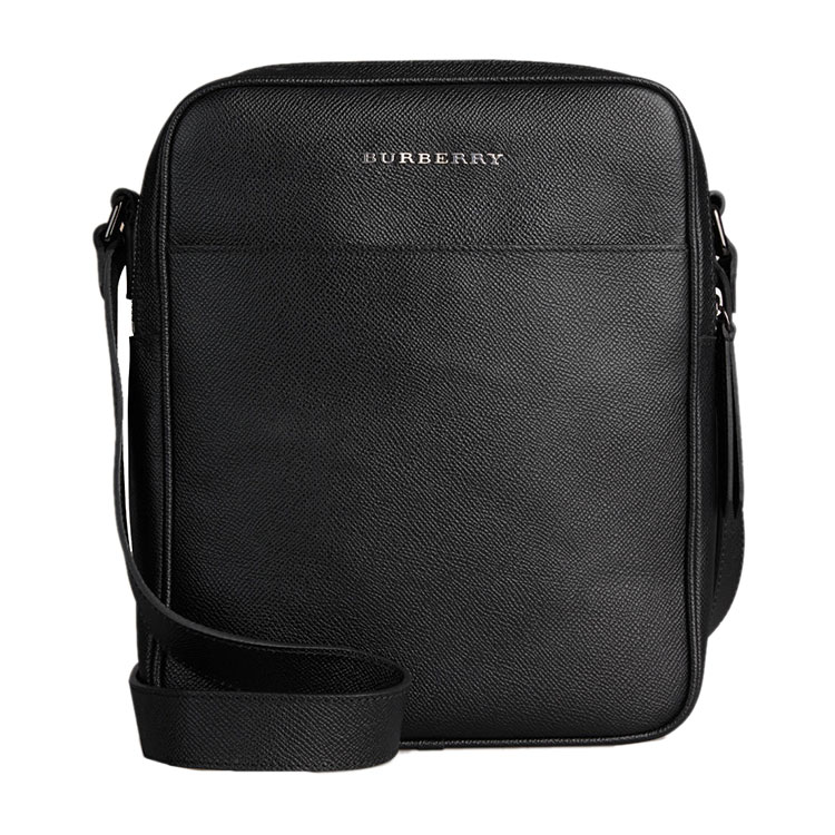 burberry/博柏利男士黑色小牛皮斜挎包#3962960