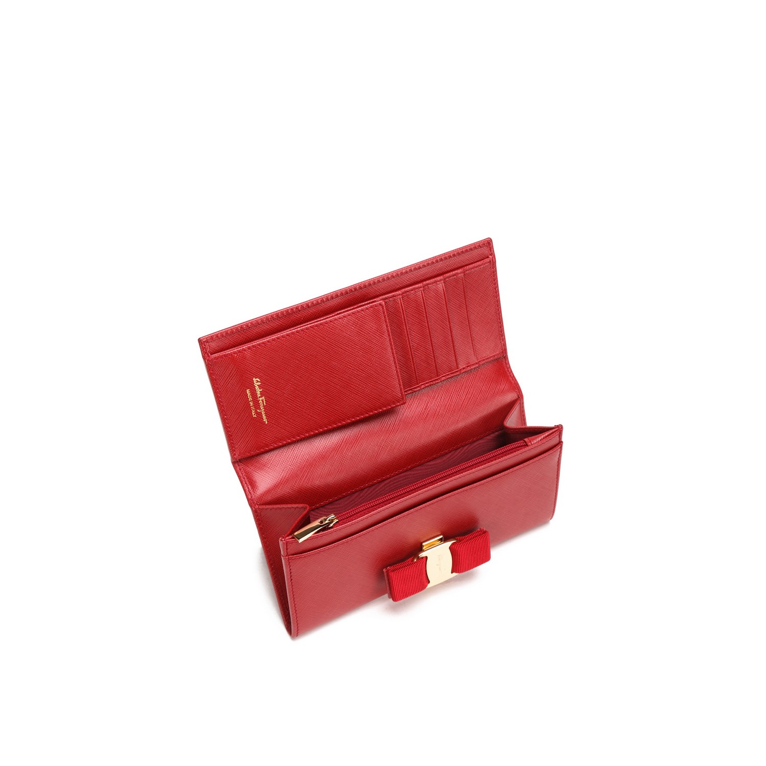 salvatore ferragamo/菲拉格慕 女士蝴蝶结啪钮红色钱包