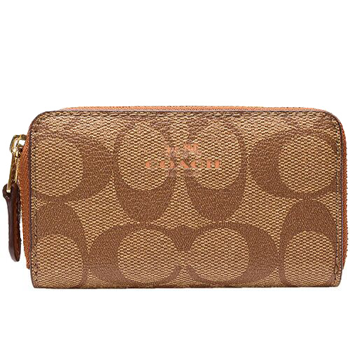 coach/蔻驰 女士经典logo标迷你pvc双拉链小钱包零钱包卡包 f63975