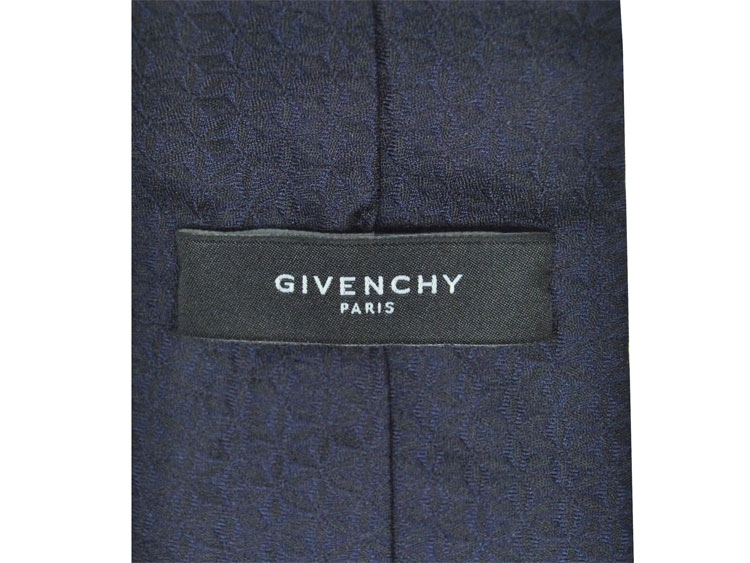 givenchy/纪梵希 男士底蓝立体六边形花纹 刺绣logo领带