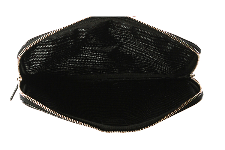 prada/普拉达 男士时尚黑色聚酯纤维布料横版拉链 手拿包2arg44d02