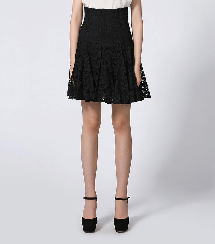 dolce&gabbana/杜嘉班纳女士半裙-女黑色蕾丝棉 粘纤时尚裙子 断码