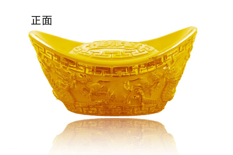 baoyijin/宝易金珠宝 24k黄金(足金)龙凤金元宝摆件 家居饰品 开业