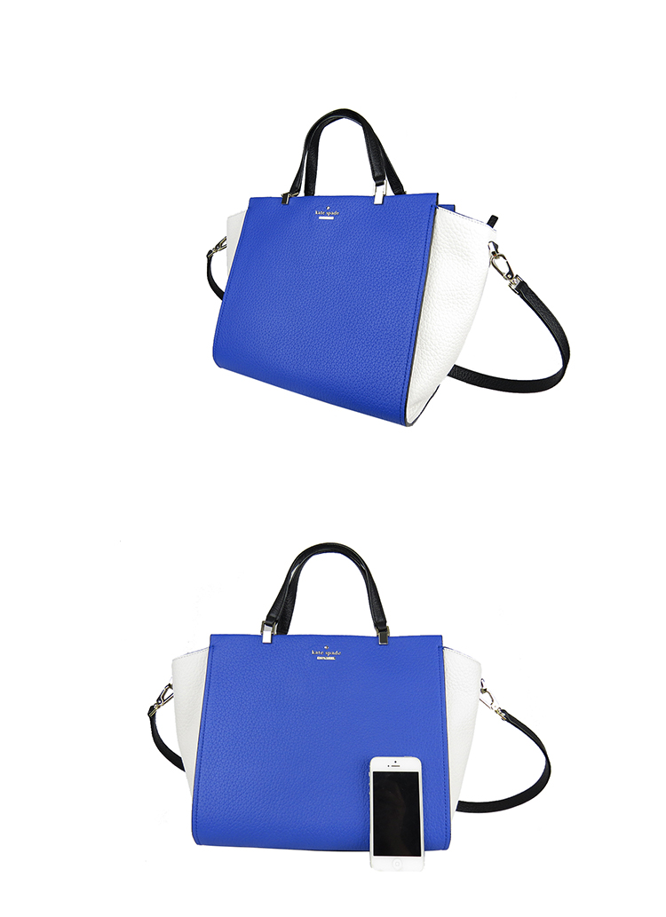 kate spade(凯特·丝蓓) *蓝白拼色皮质hayden手提包