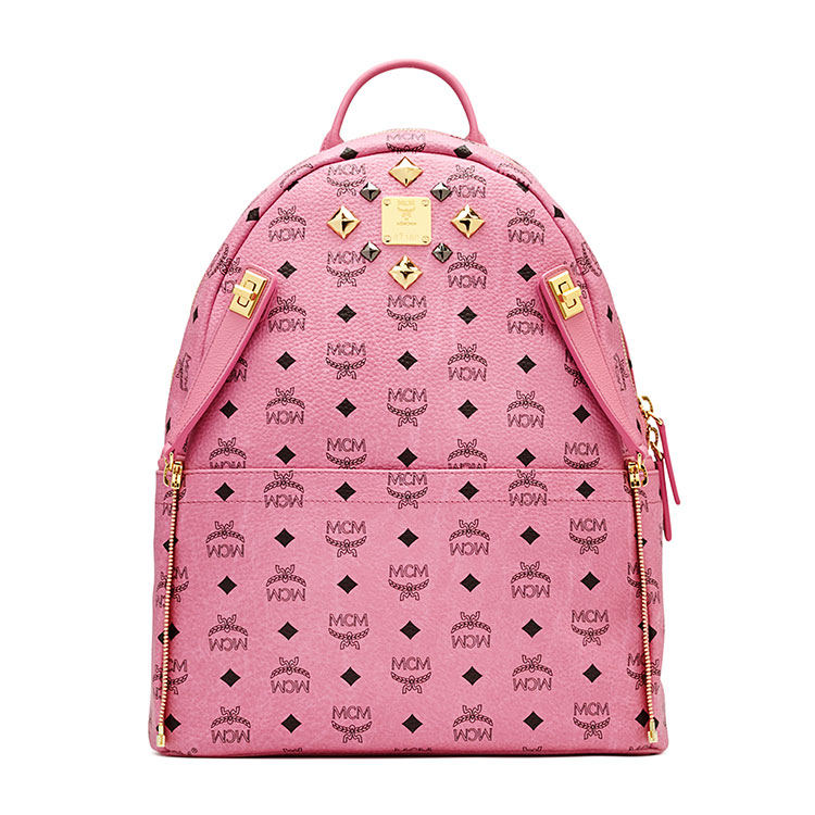 mcm/mcm新款女士中号粉色pvc双肩包