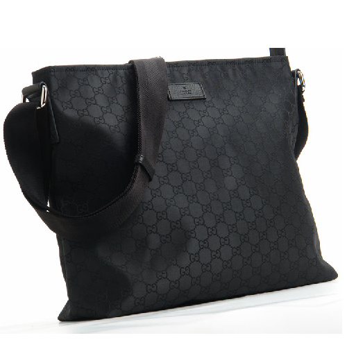 gucci/古驰黑色尼龙男士经典logo斜挎包339569