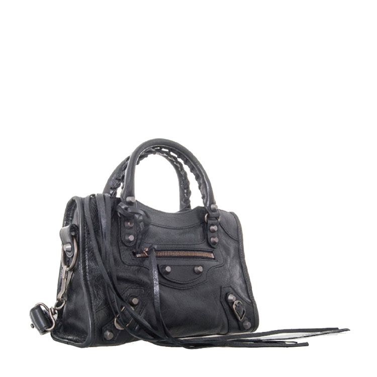 balenciaga/巴黎世家 classic mini city黑色女士羊皮机车包 #300295