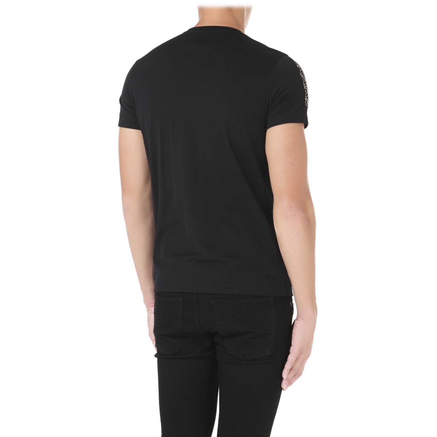 richmond/里士满 男士珠串图案黑色t恤