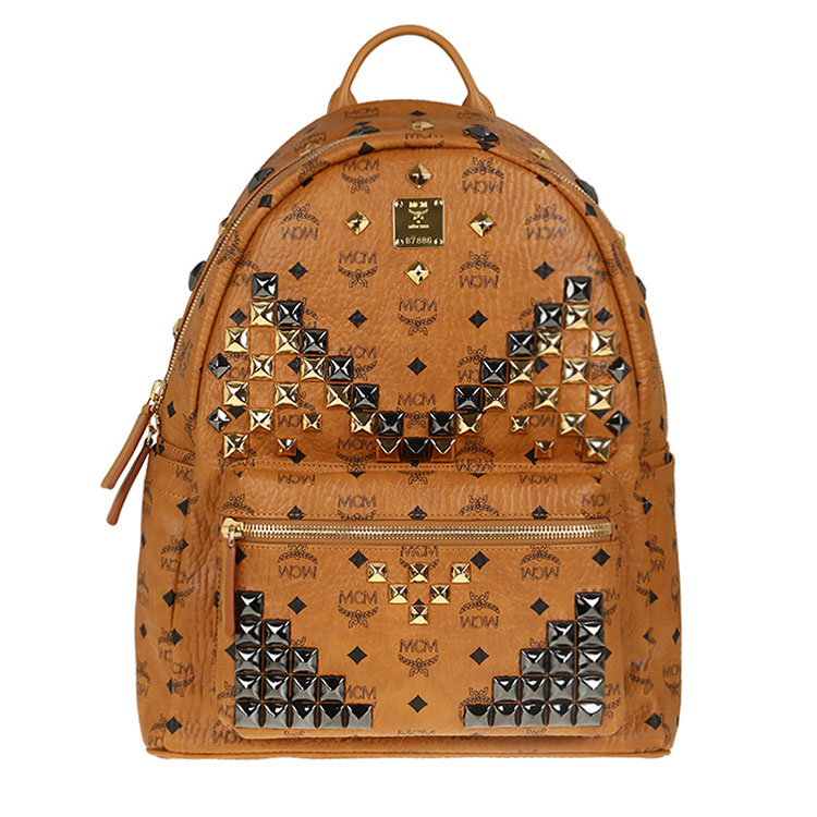 mcm/mcm 女士泪滴状logo印花中号pvc双肩包mmk5sve18琥珀色