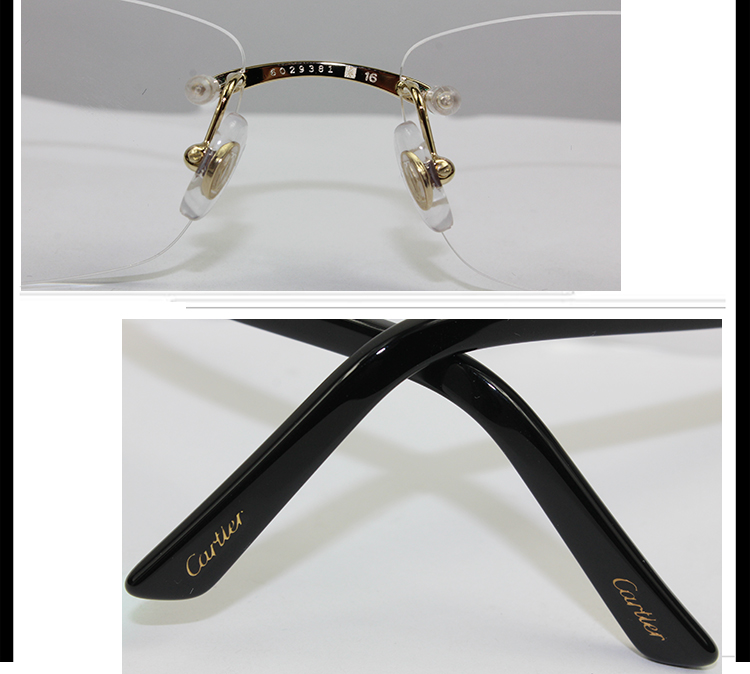 cartier/卡地亚经典无框镀金男士平光镜t8101077眼镜