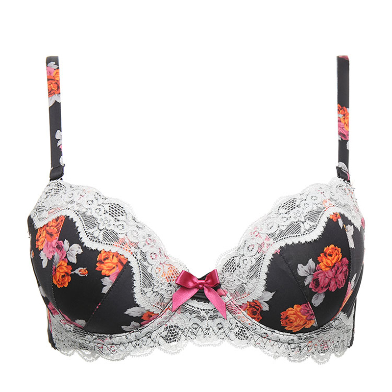 linpot/linpot 黑色花朵蕾丝内衣