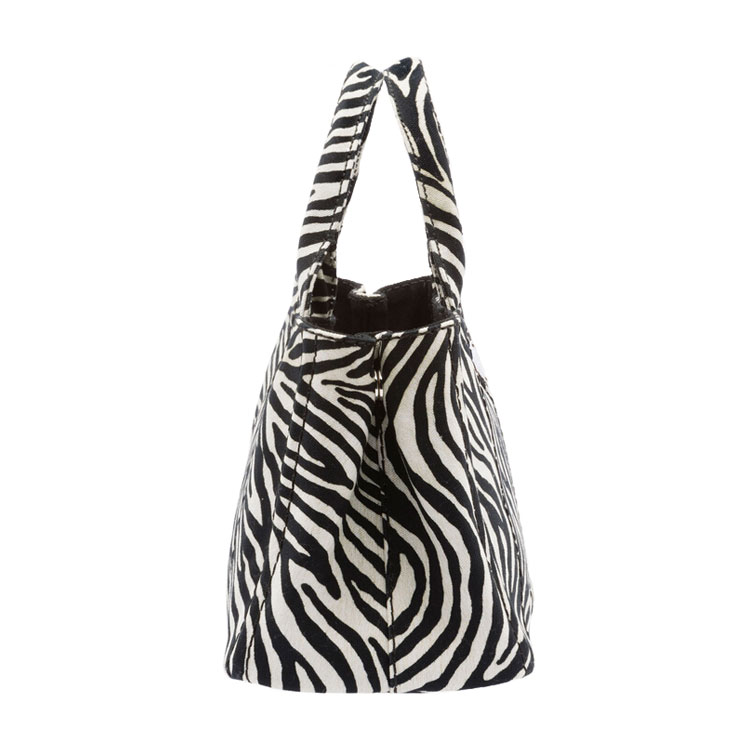 prada/普拉达 斑马纹女士帆布黑色/白色两用手提包#1bg439 2evx f0g3z