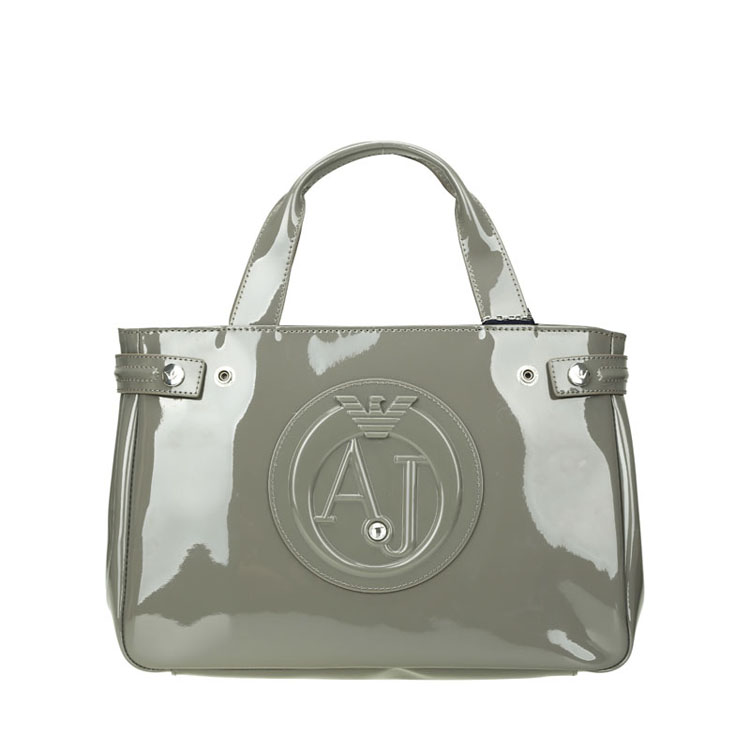 armani jeans/阿玛尼牛仔 女士eco亮晶果冻漆皮手拎包 0529b 浅石灰