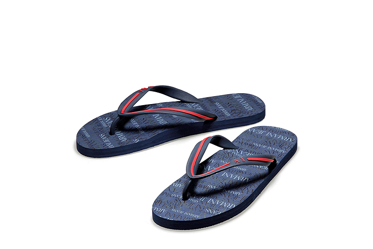 armani jeans/阿玛尼牛仔 蓝色logo字母人字拖 男士凉/拖鞋 a6561