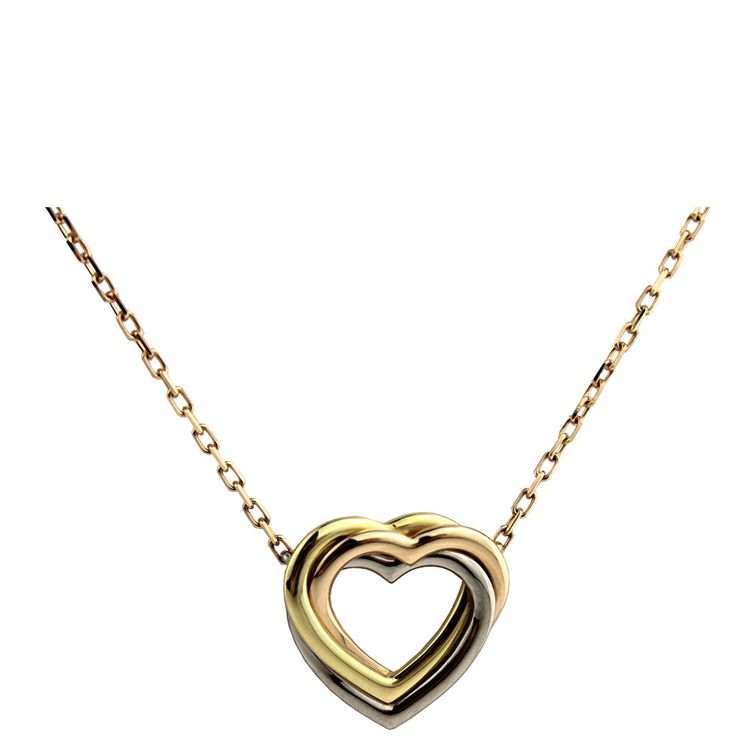 cartier/卡地亚 18k白金/18k玫瑰金/18k黄金 三色三心形环玫瑰金链