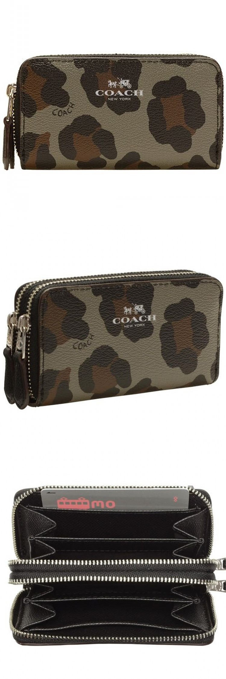 coach/蔻驰 女士真皮迷你零钱包双拉链小钱包 f64241 sv/ge
