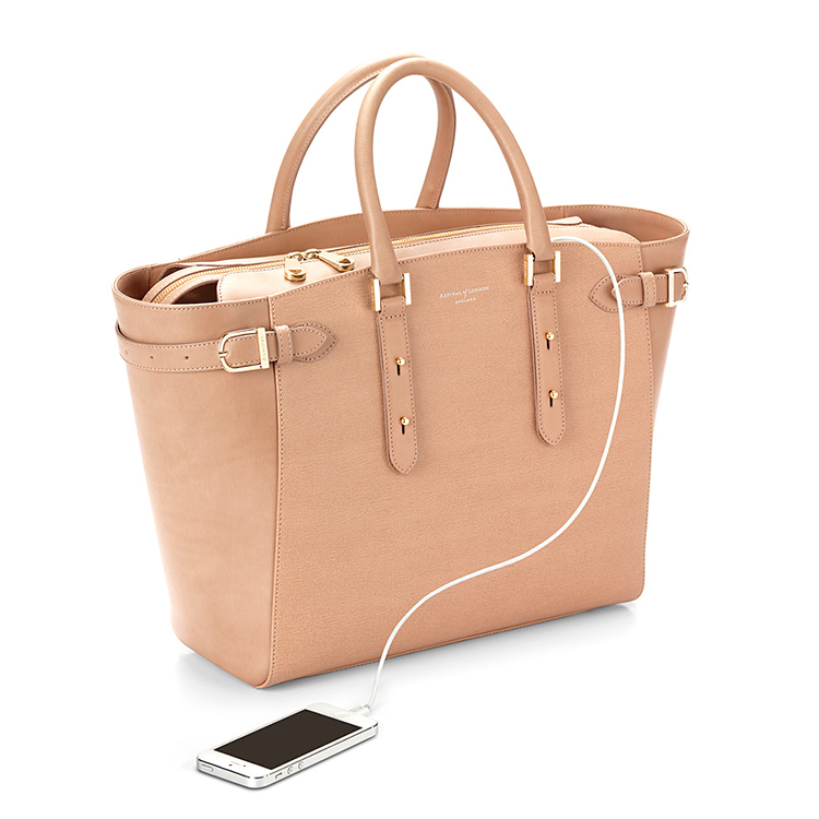 aspinal of london【handbags】马里波恩 粉色真皮&金色五金手提包