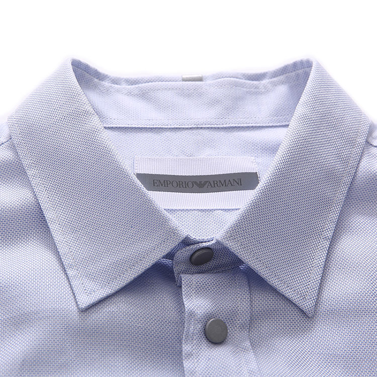 16年秋冬新品 时尚休闲 棉质银色滚边线条设计长袖衬衫 男士衬衫 u1cf