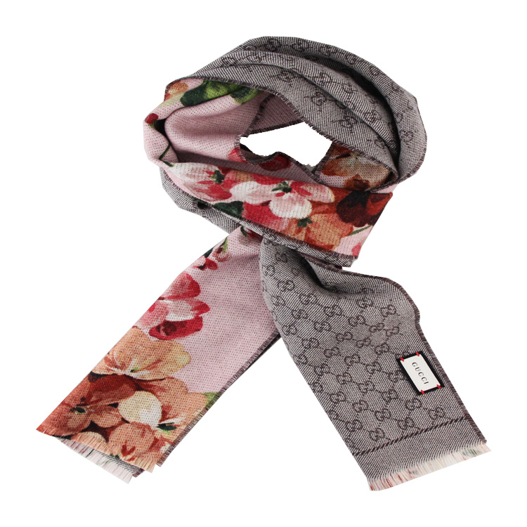 gucci/古驰 双g提花印花羊毛女士围巾#415469 3g200 9972