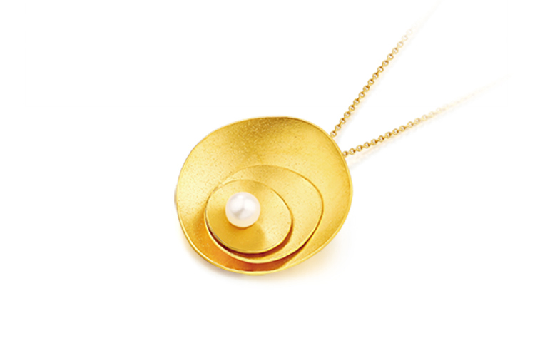 keer/千叶珠宝叠荷晨露足金珍珠坠约3.92g