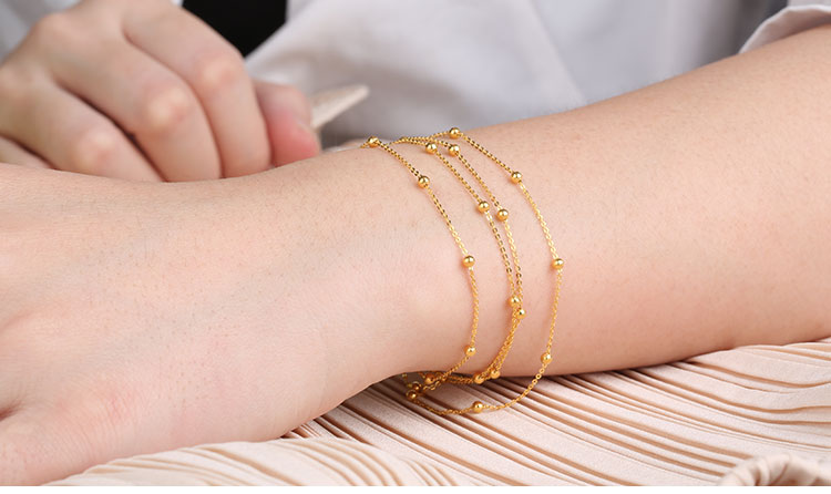 demone/黛慕妮 18k黄金项链毛衣链手链两戴款 长68厘米